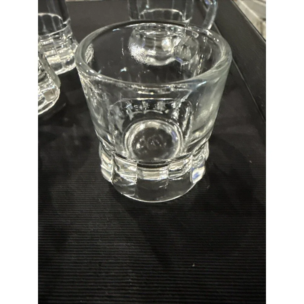 VTG Lot of 6 Federal Glass Mini Clear Beer Shot Glasses Mugs Toothpick Holders